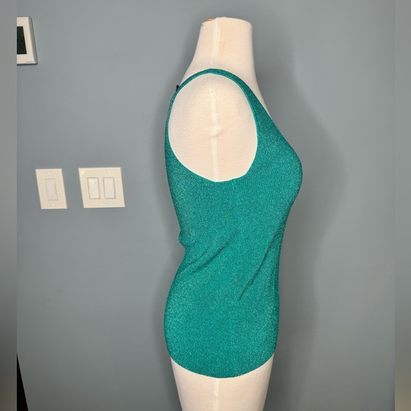 NWOT Teal Sparkly Racer Back Knit Top - Picture 2 of 4
